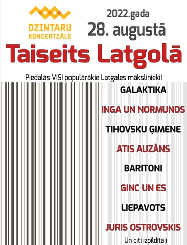 „Taiseits Latgolā!” - Dzintaru koncertzālē 28.augustā!